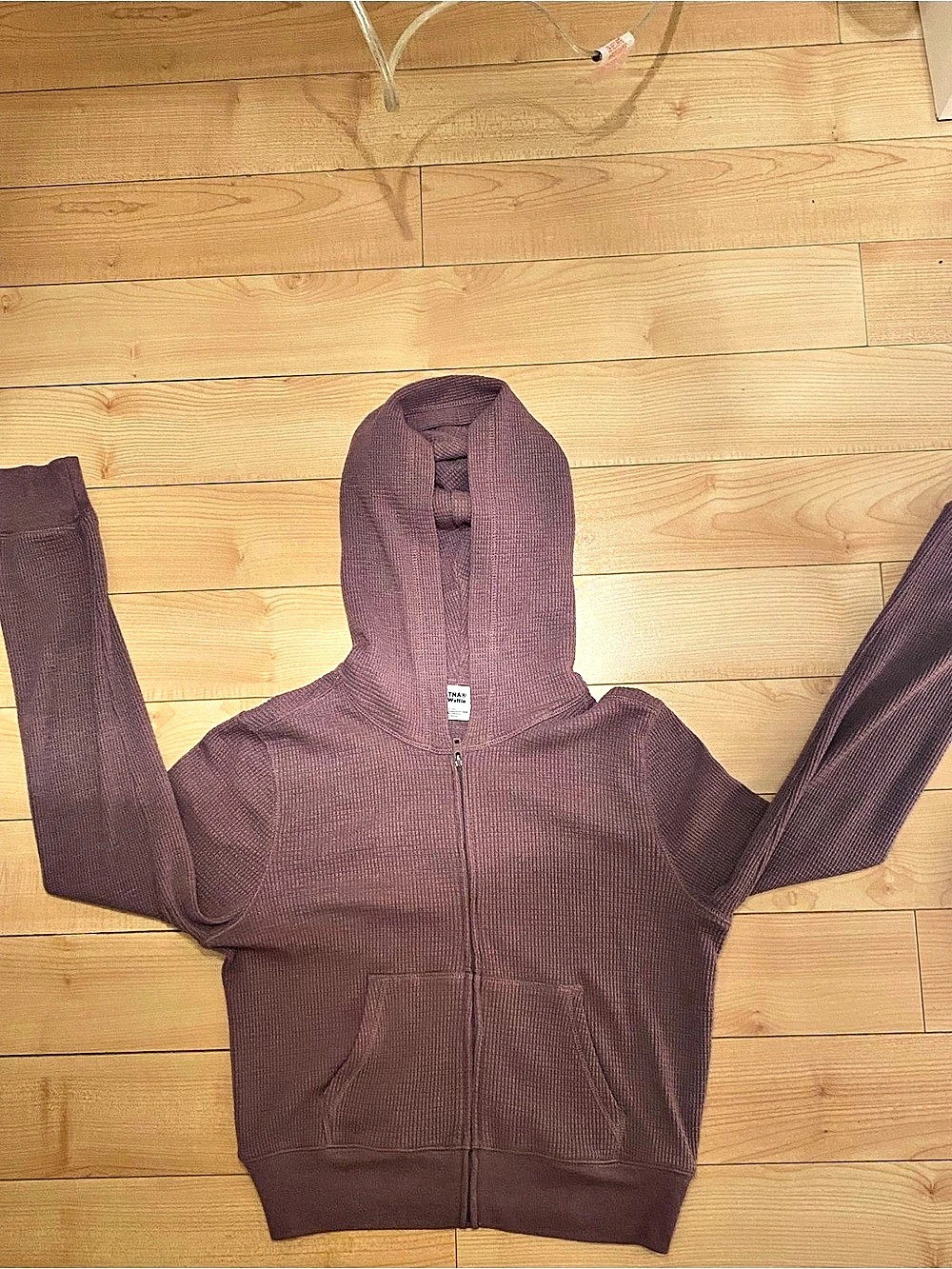Aritzia TNA Waffle Zip Hoodie in Purple Like New